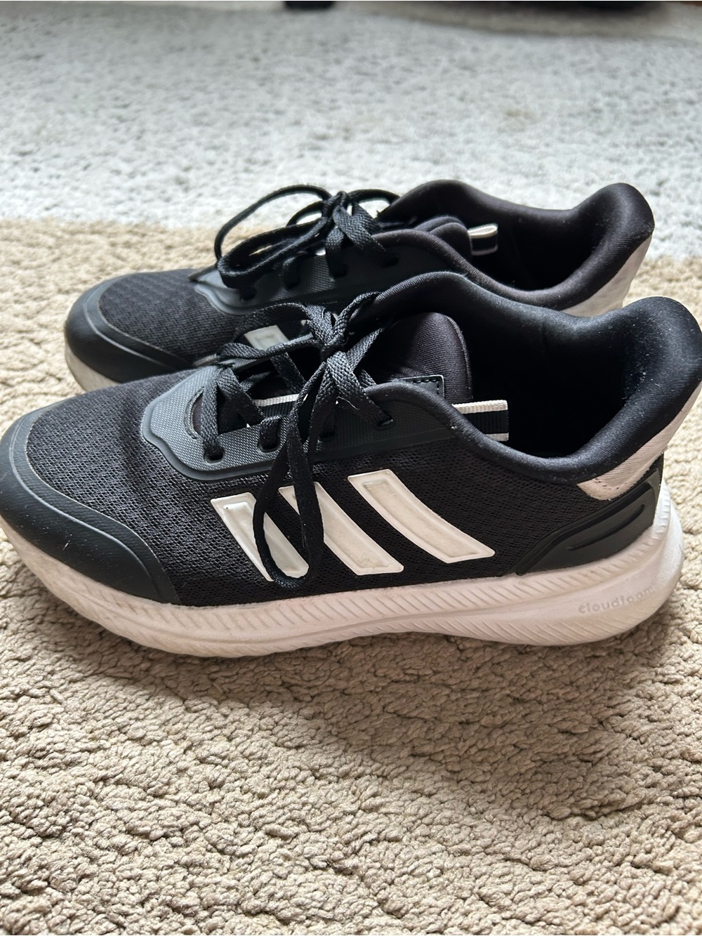 adidas big boys Black and White Lace-Up Sneakers